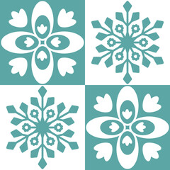 Blue seamless pattern for ceramic tiles in spanish portuguese retro style, blue white pastel vector illustration eps square