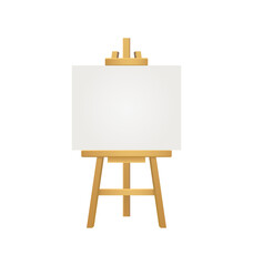White easel on white background. Watercolor mockup on black backdrop. Brush painting. Vector paint.