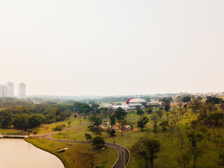 Aerial view of the Parque das Nações Indígenas and Bioparque Pantanal, in Campo Grande, in the capital of Mato Grosso do Sul.