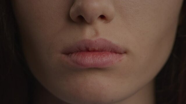 Close up of a caucasian woman lips