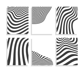 wavy black and white stripes background template set
