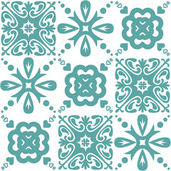 Talavera spanish ceramic tiles for wall decoration, azulejo pattern vector illustration for design