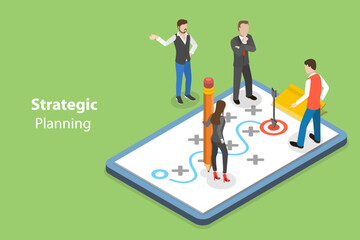 3D Isometric Flat Vector Conceptual Illustration of Strategic Planning, Successful Business Development