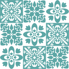 Talavera azulejo ceramic tiles, traditional spanish portuguese vintage pattern for wall and floor decoration, vector illustration for design