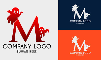 Happy Halloween M Letter logo design vector pumpkin and hat with bat design illustration typeface design alphabet type on black background. doodle vector letters and Happy Halloween lettering. Unique 