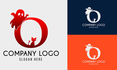 Happy Halloween O Letter logo design vector pumpkin and hat with bat design illustration typeface design alphabet type on black background. doodle vector letters and Happy Halloween lettering. Unique 