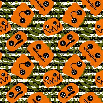 Halloween cartoon pumpkins seamless pattern for wrapping paper and fabrics and accessories and notebooks