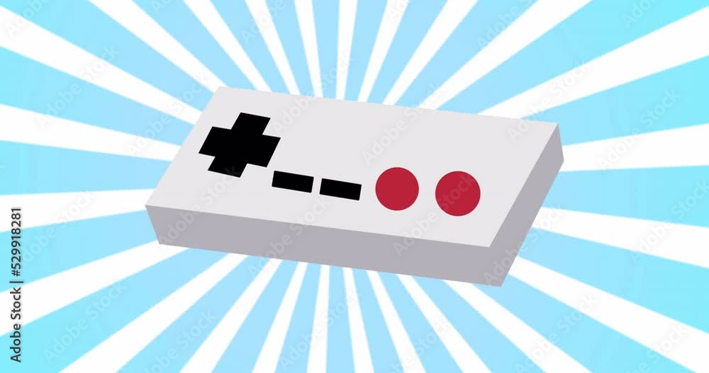 Poster animation motion loop design of an old retro hipster joystick with buttons for a game console from t