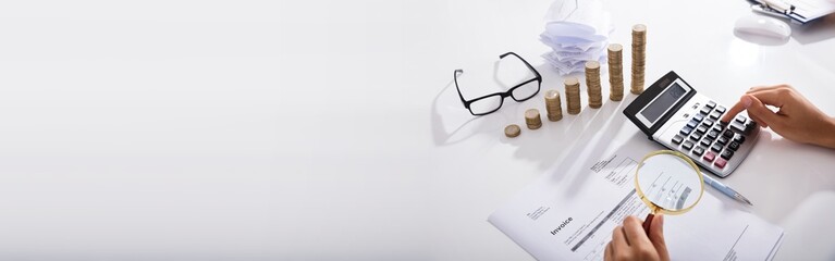 Businessperson Analyzing Bills