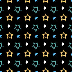 Night starry sky seamless pattern, star on dark background