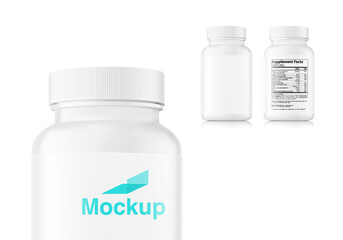 White bottle mockup. Vector illustration isolated on white background. Can be used for medical, cosmetic, food. Vector illustration. EPS10.	