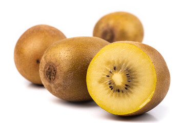 Fresh kiwi fruit closeup isolated on white background