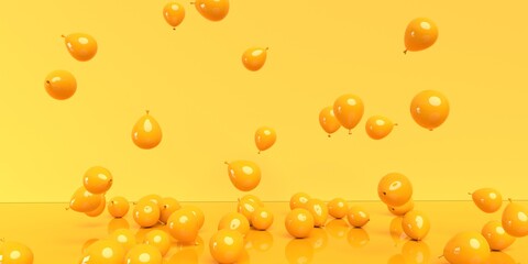 Scattered balloons on a colored background - 3D render
