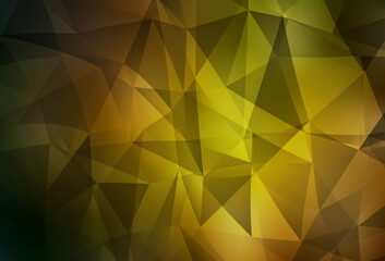 Dark Green, Yellow vector polygon abstract background.