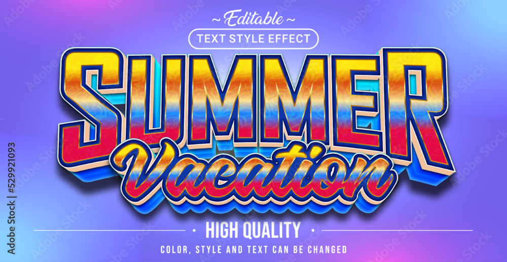 Aufkleber editable text style effect - summer vacation text style theme.