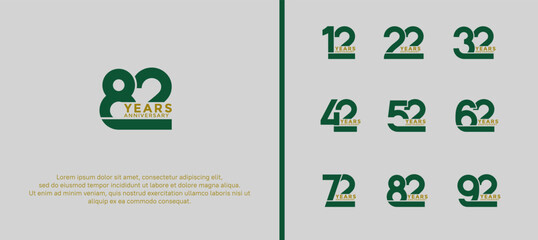 set of anniversary logotype green color on white background for celebration moment