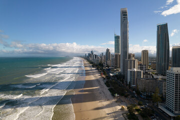 The city skyline looking down the coast at the Gold Coast