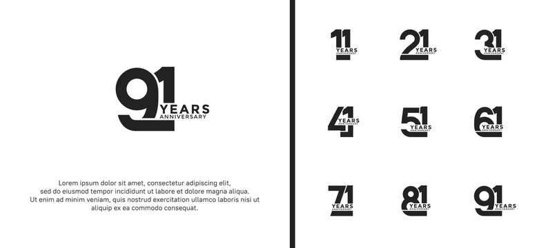 set of anniversary logotype black color on white background for celebration moment