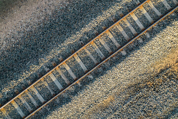 Looking directly down over a railway line