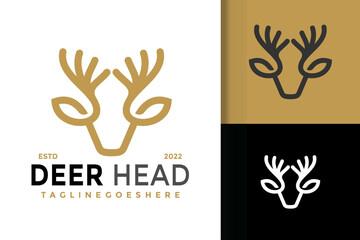 Linear Deer Head Logo Design, brand identity logos vector, modern logo, Logo Designs Vector Illustration Template
