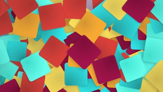 Rounded squares full cool autumn color palette background.
Video background made of rounded squares in autumn fall color palette. Video background moving in 3D space. Stylized leaves.