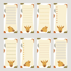 Cute design elements with giraffe for notebook, diary, stickers © Sana Sabina