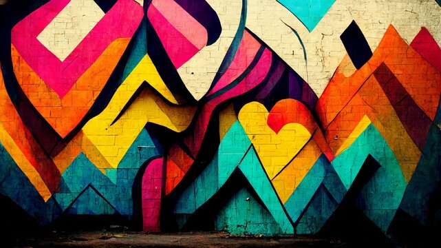 Colorful street art. Graffiti on a wall.
