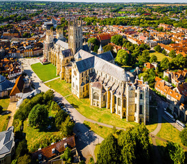Aerial view of Canterbuty, cathedral city in southeast England, was a pilgrimage site in the Middle Age, England