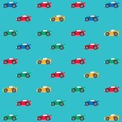 Pattern fabric race cars with colors and background, fashion style for kids