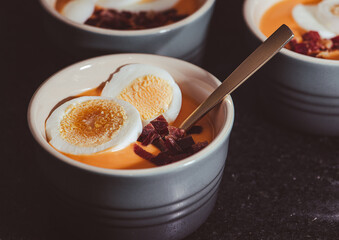 Salmorejo, sometimes known as ardoria or ardorío, is a traditional soup originating from Andalusia, southern Spain, made of tomato, bread, extra virgin olive oil and garlic