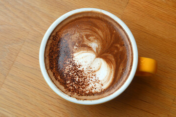 cup of hot cappuccino coffee