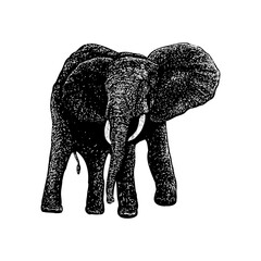 African Forest Elephant hand drawing vector illustration isolated on background