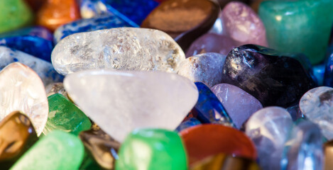 Closeup of colorful crystals in various colors