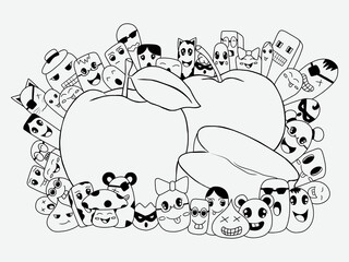 doodle art character apple illustration design