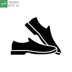 Man shoe glyph icon. A pair of male shoes element, Man's formal foot wear flat style pictogram for web, mobile app. Vector illustration. Design on white background. EPS 10