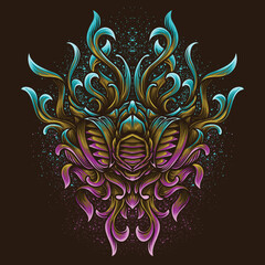 artwork illustration and t shirt design gasmask engraving ornament