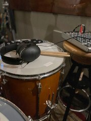 Music studio musicians and equipment session