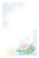 寒中見舞い・喪中はがき（ハス）テンプレート 02