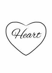 Heart icon with calligraphic text