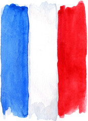 Watercolor France French flag 3 three color isolated art