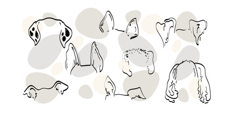 Pet dog Ears tattoo Outline Drawing doodle sketch vector icon illustration