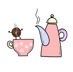 teapot and cup of coffee