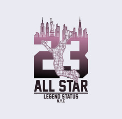 All Star Legend Status graphic t-shirt design, print, vector illustration. 