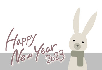 シンプル可愛いうさぎの年賀状(横、下グレー背景)
タイトル変更