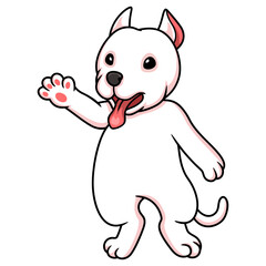 Cute dogo argentino dog cartoon waving hand