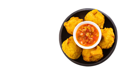 Potatoes stuffed with meat - Colombian fried street food