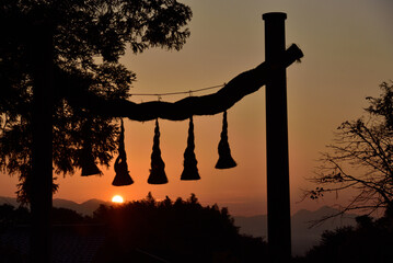 sunset at Hibara shrine in Nara