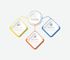 Connecting Steps business Infographic Template with 3 Elements