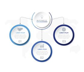 Circular Connection Steps business Infographic Template with 3 Element