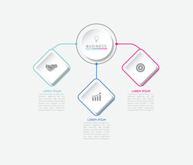 Connecting Steps business Infographic Template with 3 Elements
